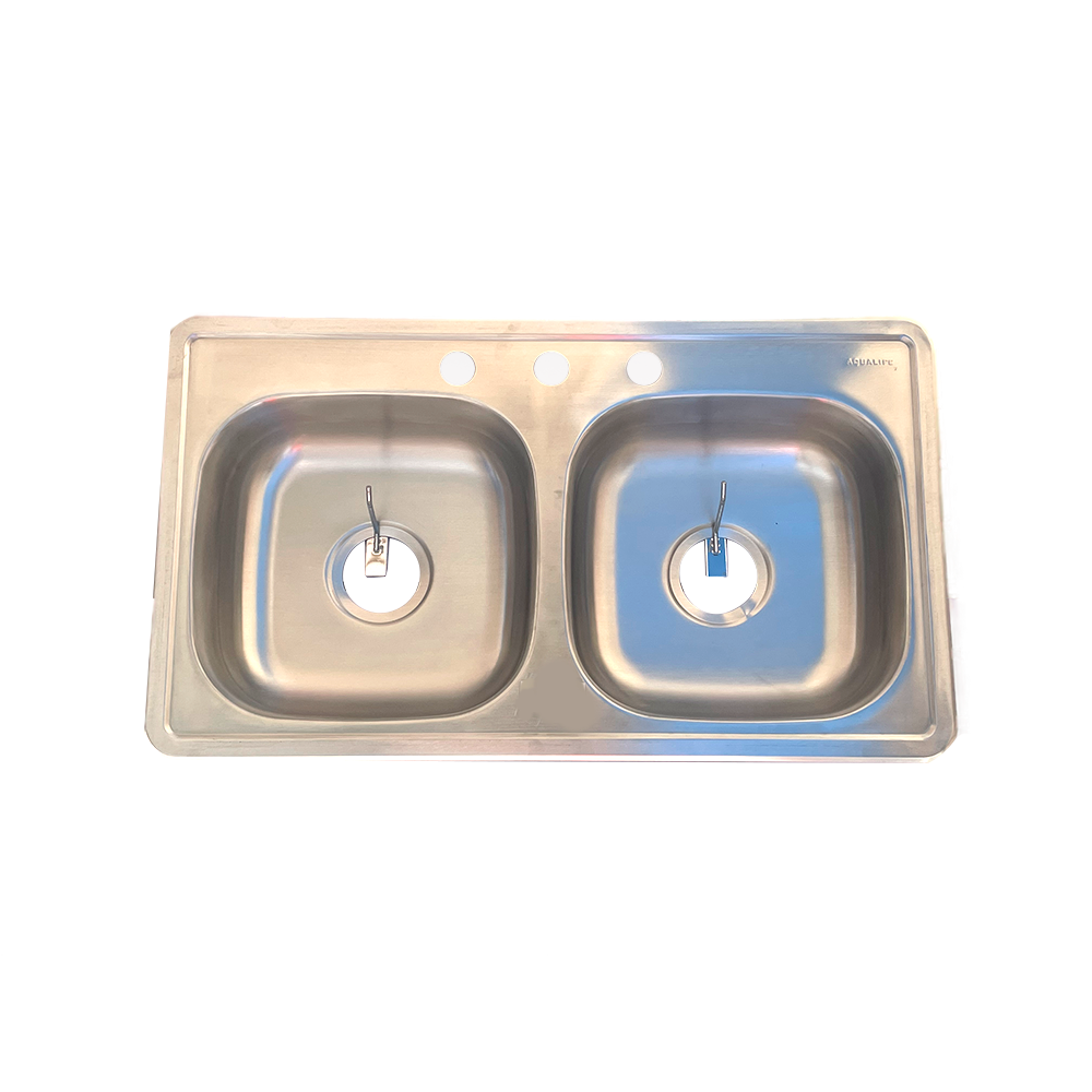 FREGADERO DOBLE 33 X 22 X 6 (3HOYOS) SMART LIFE