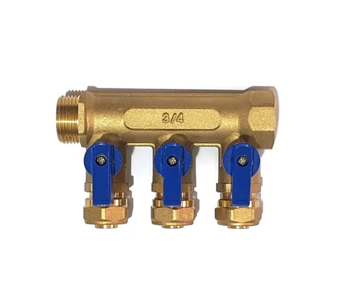 COLECTOR AGUA FRIA 3/4 C/VALVULA 18MM 3 SALIDAS TIENME